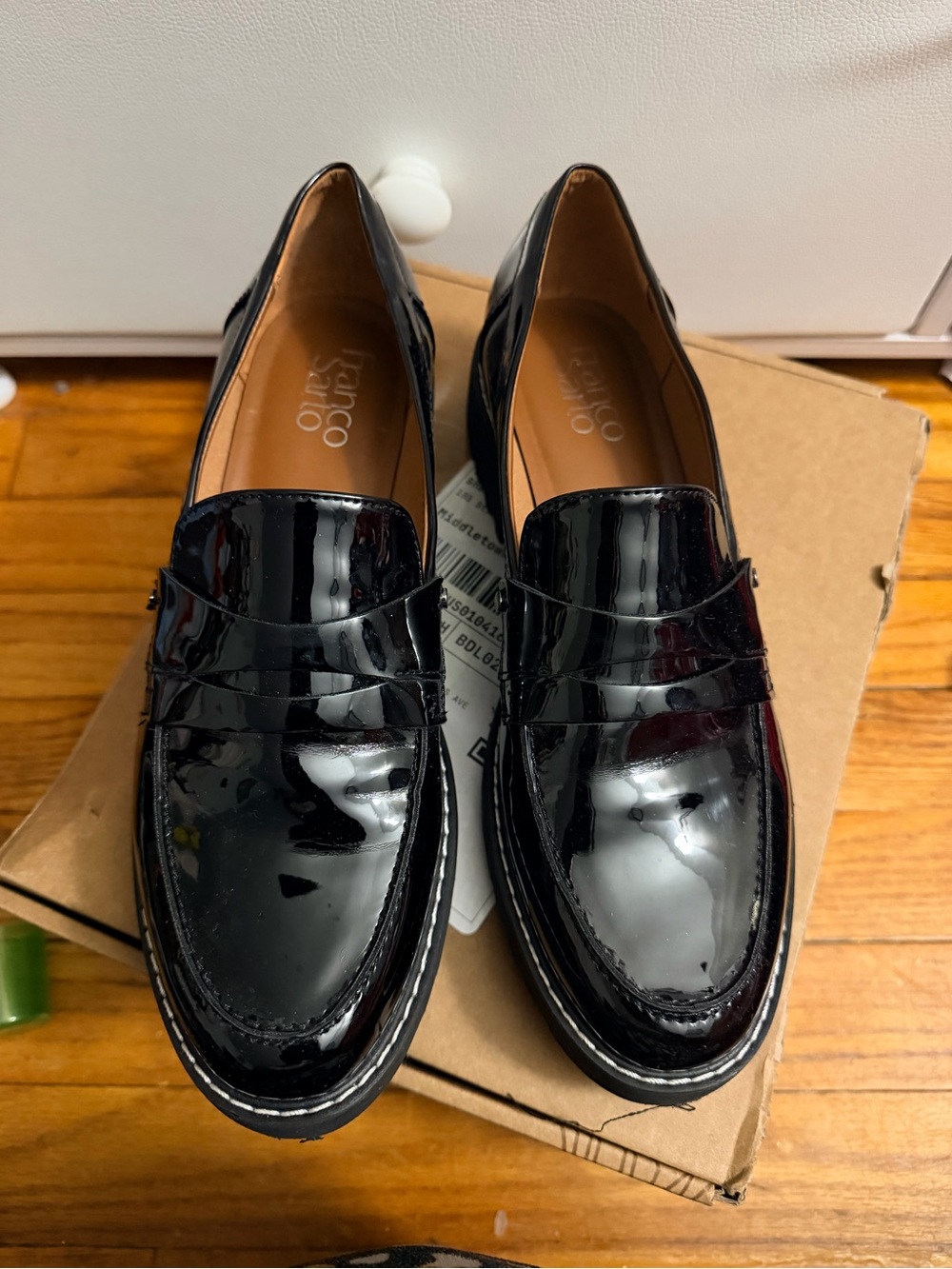 Franco Sarto Black Patent Leather Loafers